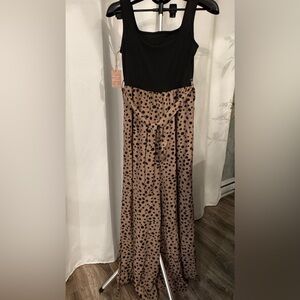 Black and Tan Polka Dot Jumpsuit